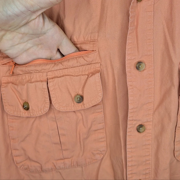 Cabela's Mens Orange Short Sleeve  Button Down Fishing Shirt w/ Pockets XL Reg - Picture 6 of 11